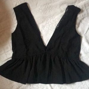 Black lace trim top